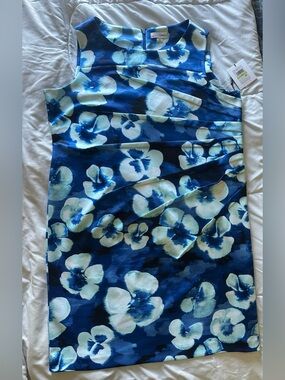 Calvin Klein Navy and White Floral Sheath Dress NWT 18W